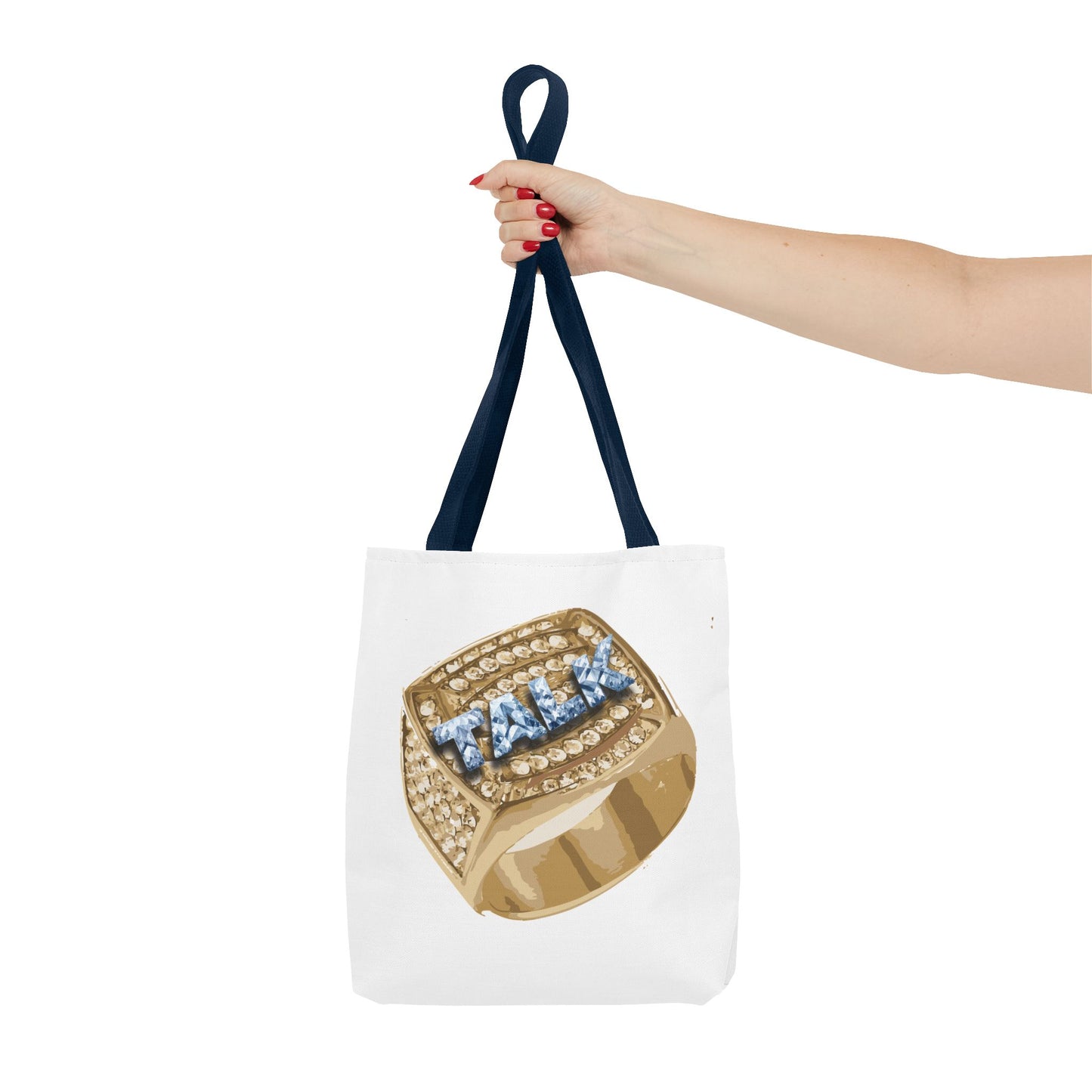 TALK Glamorous Tote Bag with Statement Ring Design
