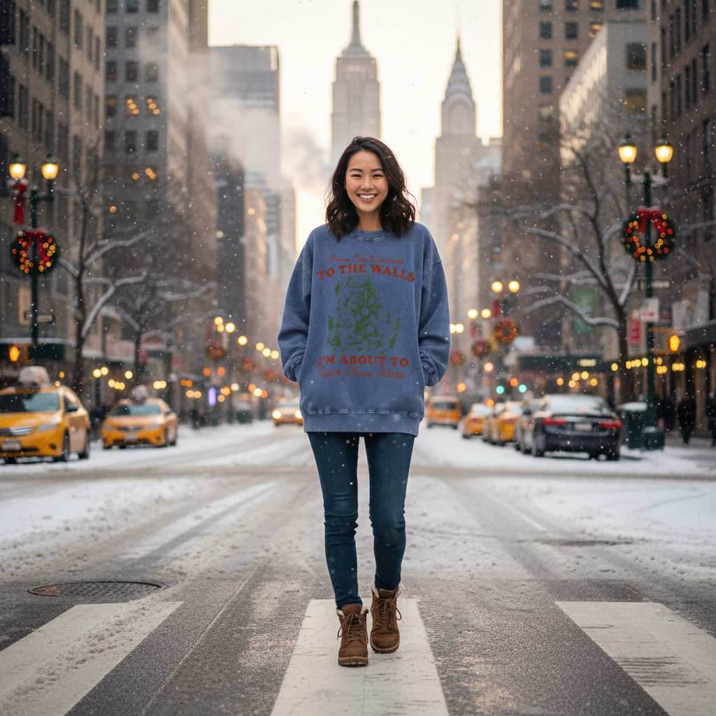 "From The Windows to the Walls.." Vintage Christmas design Sweatshirt (Cats!)