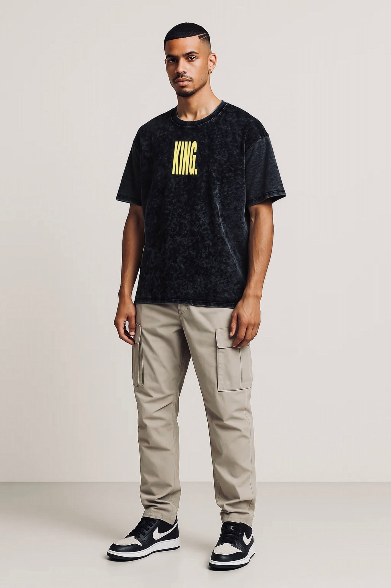 KING - Snow Washed Oversized Cotton T-Shirt