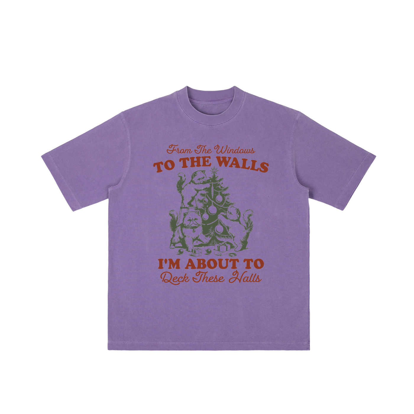 "From The Windows to the Walls..." Vintage Christmas Scene Tee (Cats)