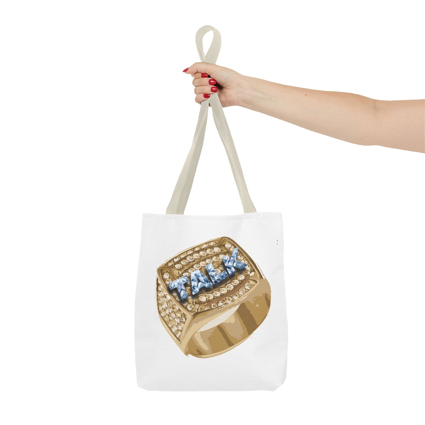 TALK Glamorous Tote Bag with Statement Ring Design