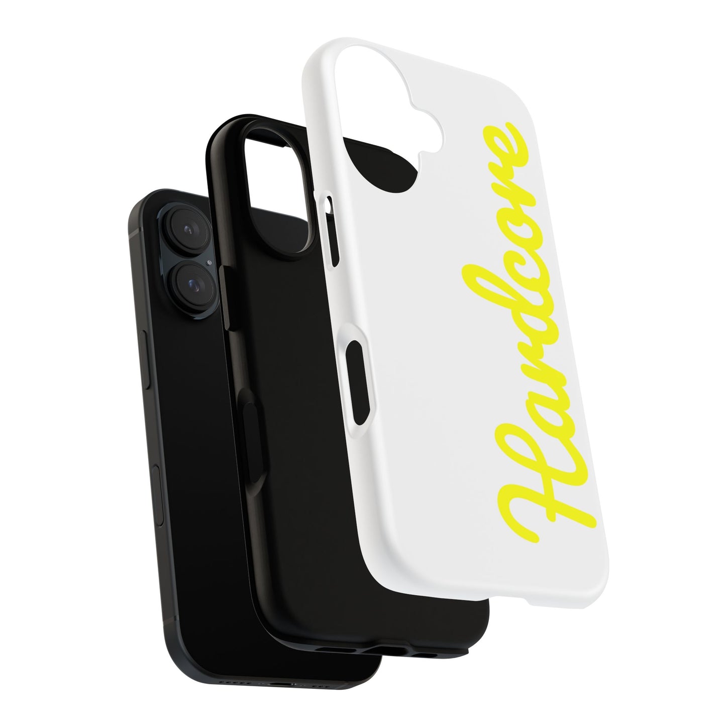 Hardcore - Yellow & White Tough Phone Cases