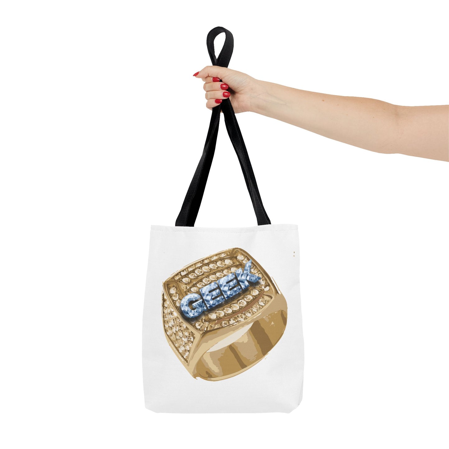 GEEK Glamorous Tote Bag with Statement Ring Design