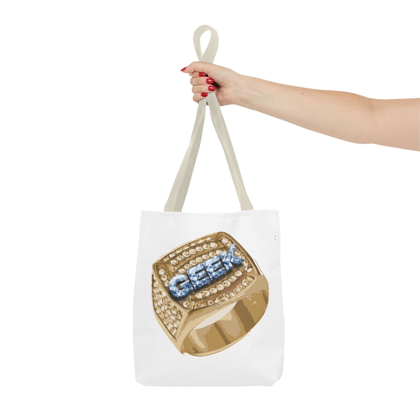 GEEK Glamorous Tote Bag with Statement Ring Design