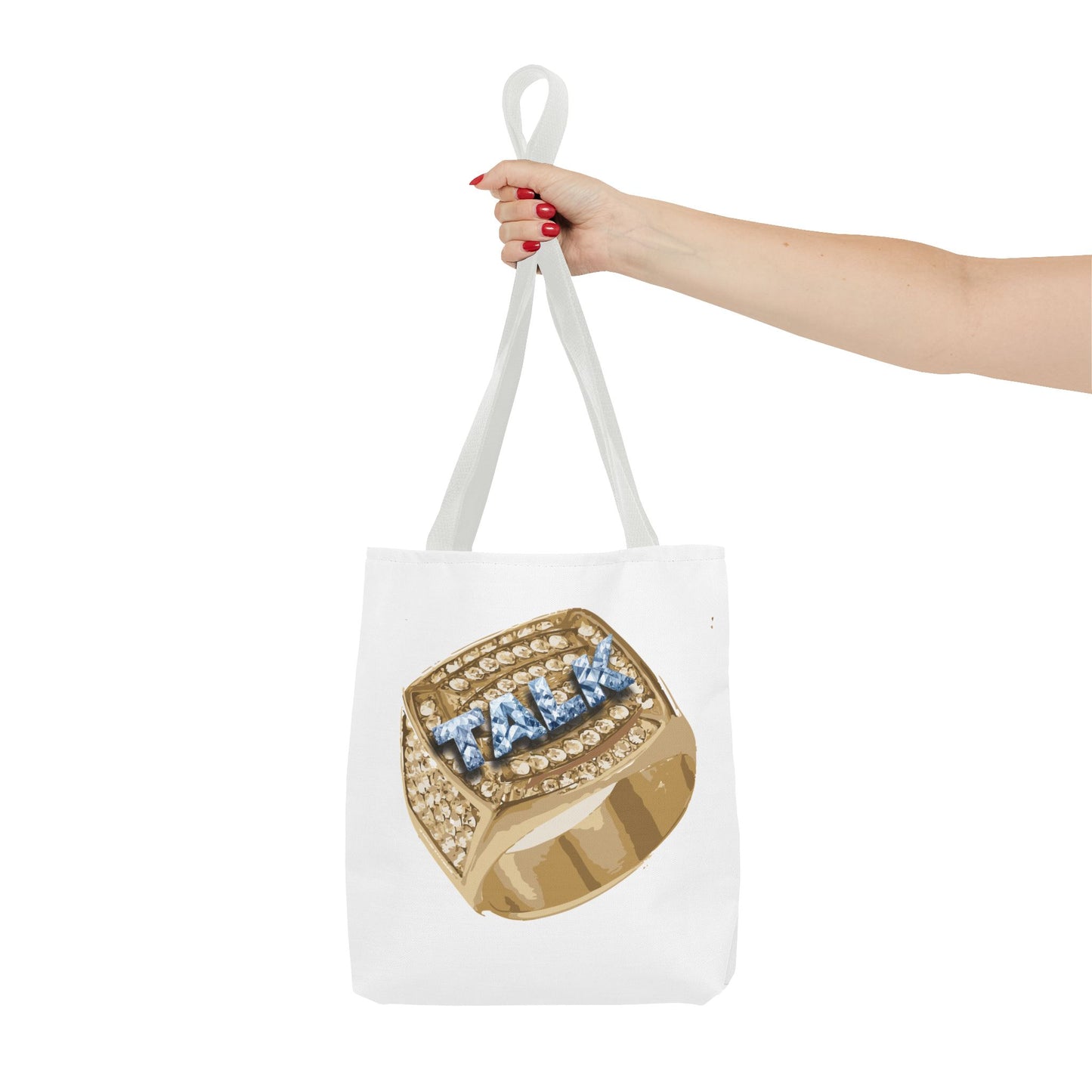 TALK Glamorous Tote Bag with Statement Ring Design