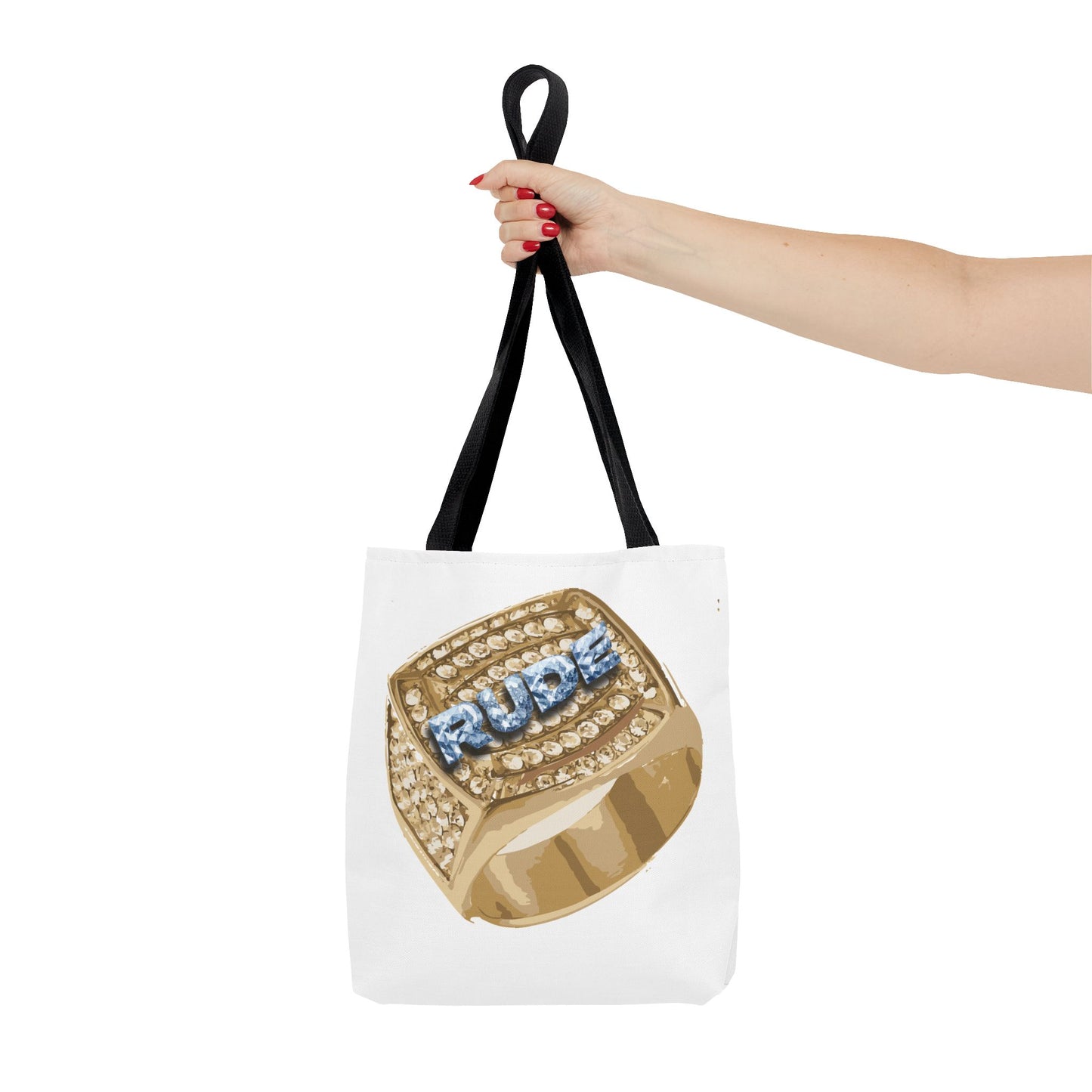 RUDE Glamorous Tote Bag with Statement Ring Design
