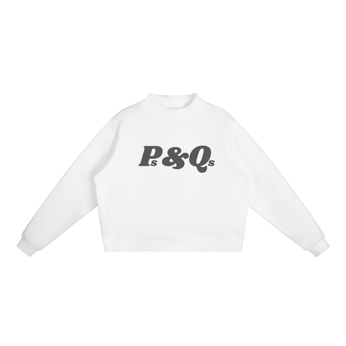 Ps&Qs Grey - Essential Fleece Mock-Neck Crew Sweatshirt