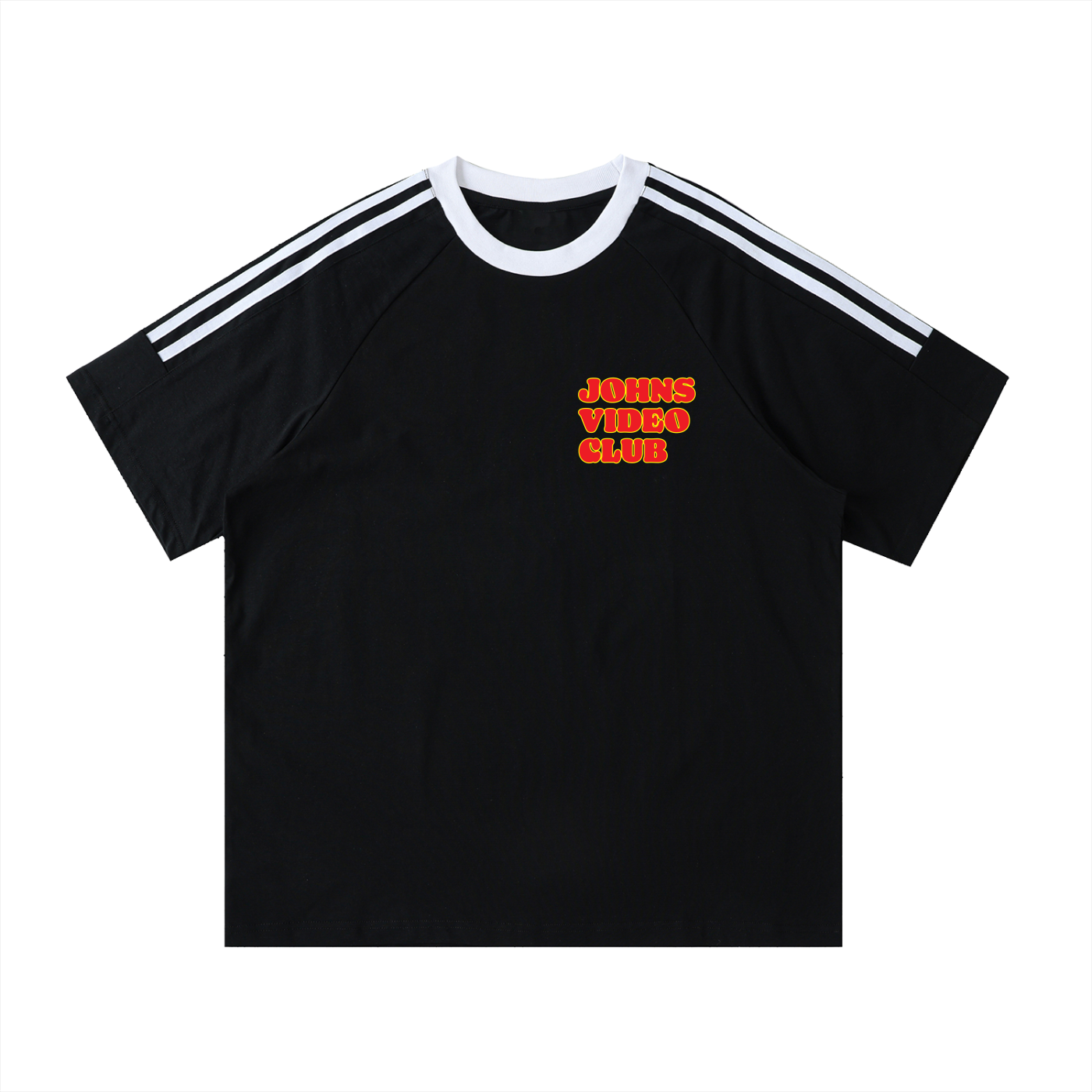 Johs Video Club - Contrast Tape Crewneck Cotton T-Shirt