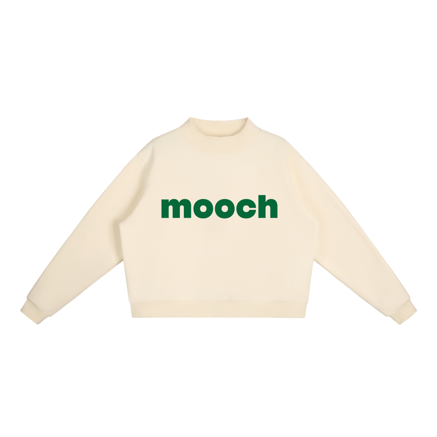 Mooch Green Essential Fleece Mock-Neck Crew Sweatshirt