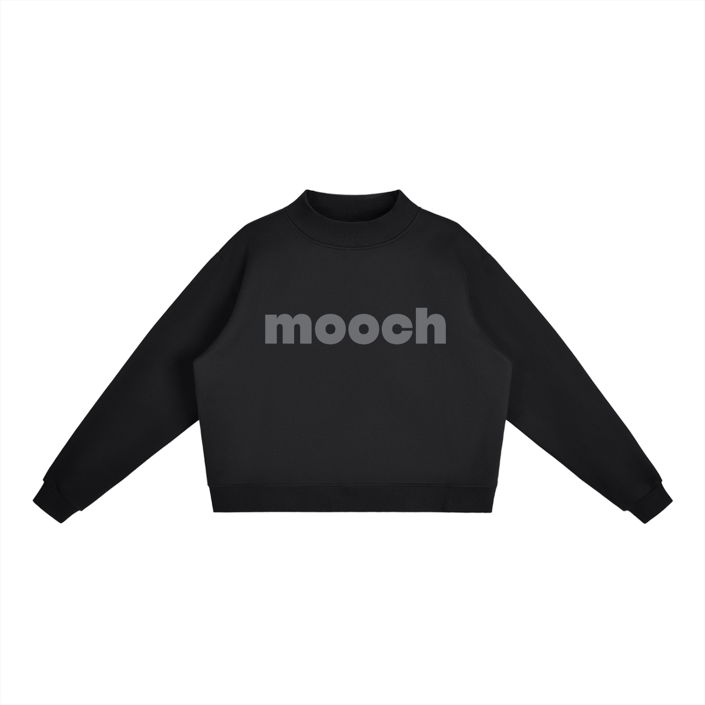 Mooch Grey  - Essential Fleece Mock-Neck Crew Sweatshirt