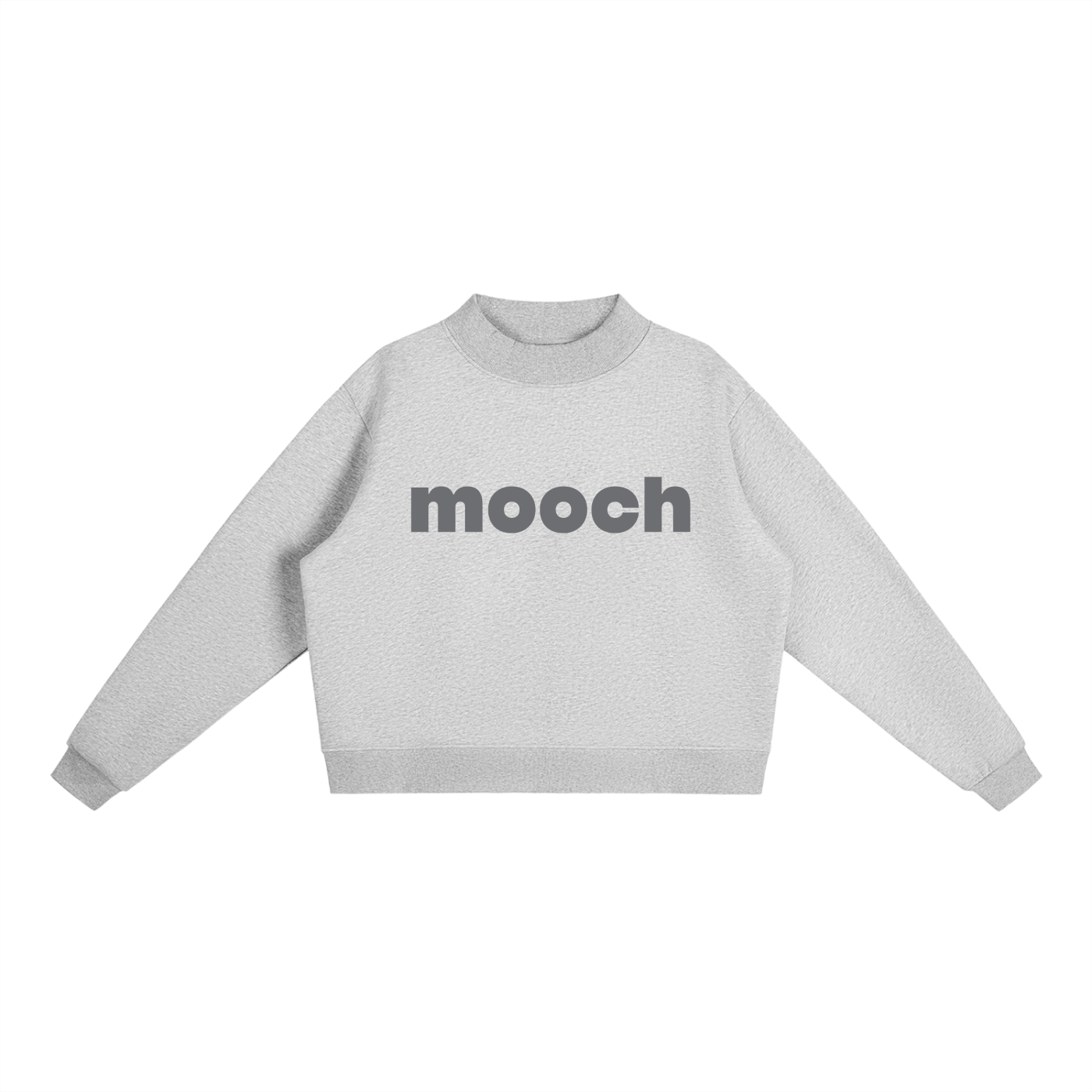 Mooch Grey  - Essential Fleece Mock-Neck Crew Sweatshirt