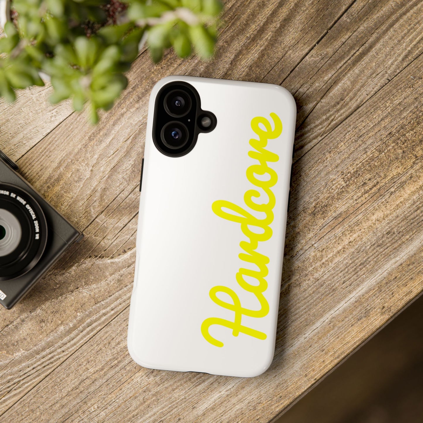 Hardcore - Yellow & White Tough Phone Cases