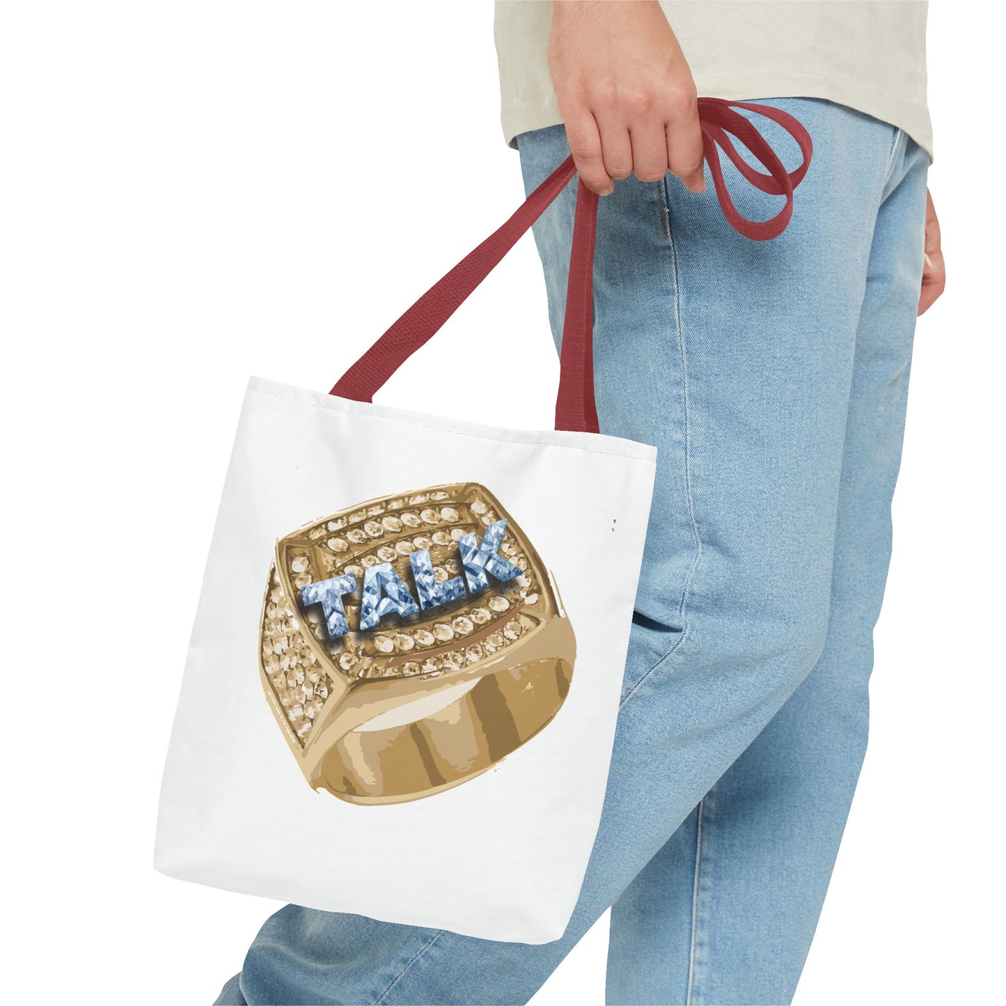 TALK Glamorous Tote Bag with Statement Ring Design