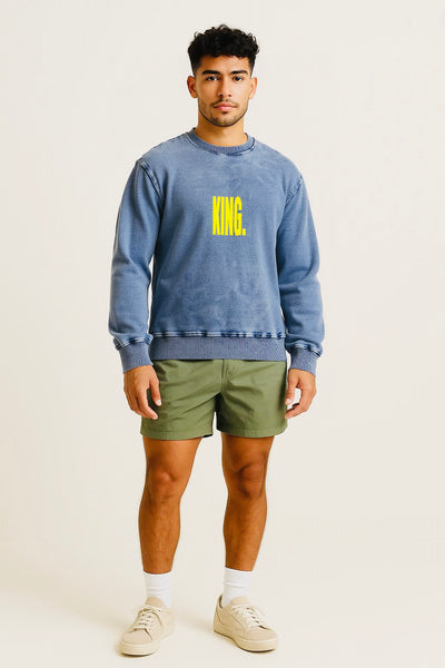 KING - Snow Wash Oversized Crewneck Sweatshirt