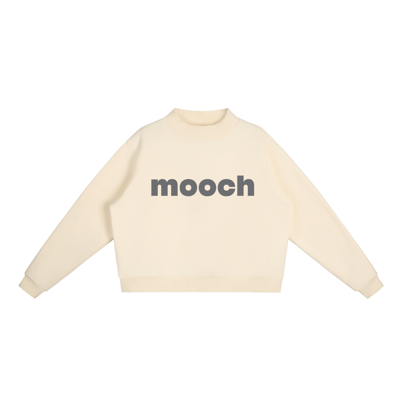 Mooch Grey  - Essential Fleece Mock-Neck Crew Sweatshirt