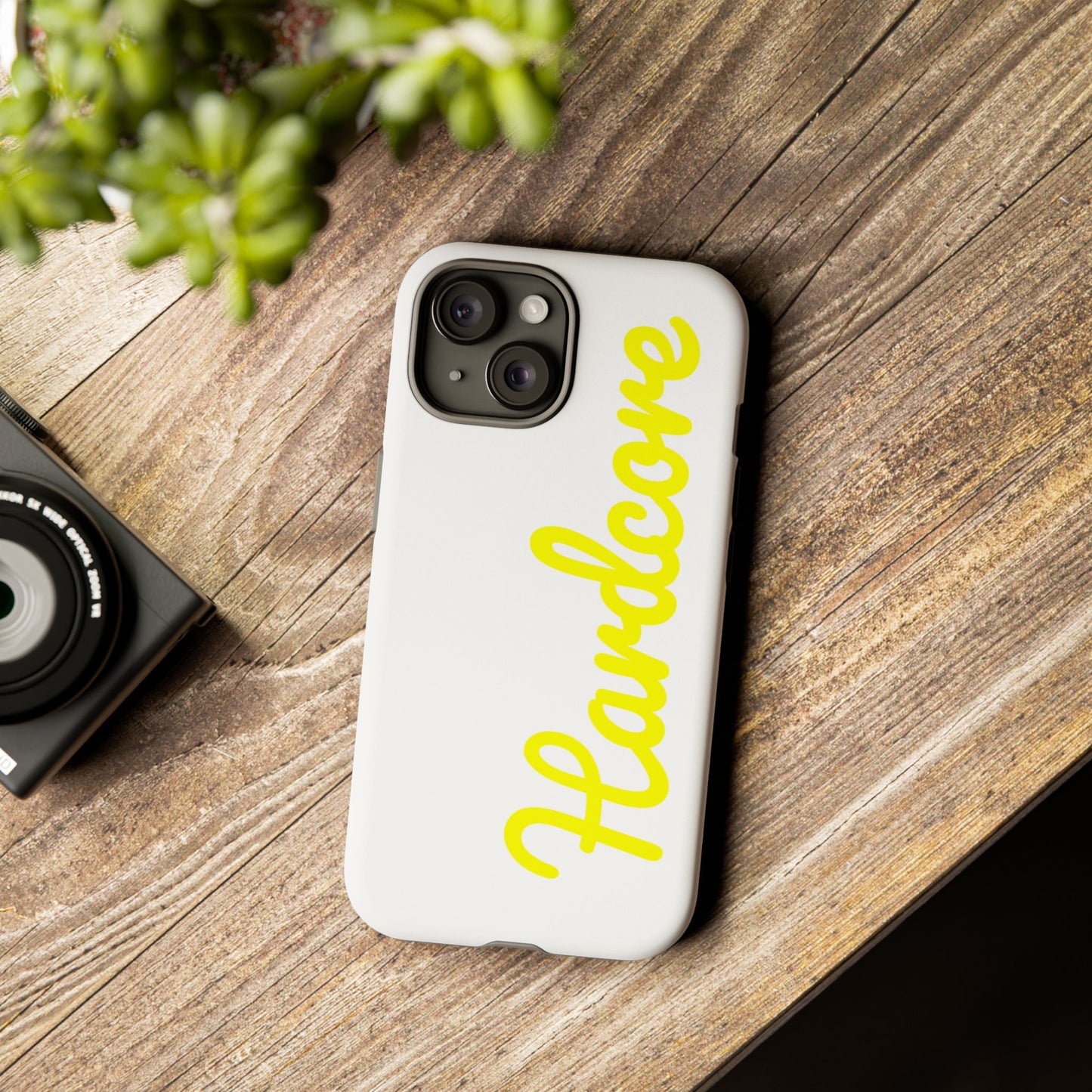 Hardcore - Yellow & White Tough Phone Cases
