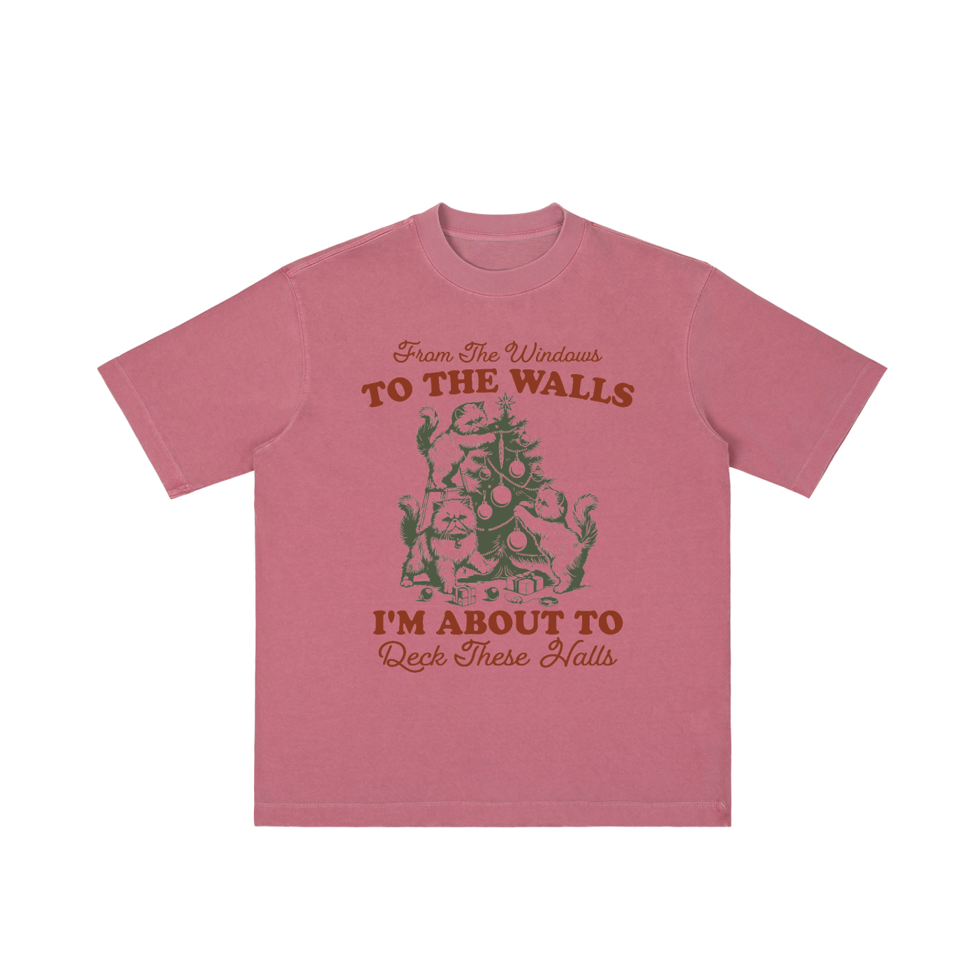 "From The Windows to the Walls..." Vintage Christmas Scene Tee (Cats)