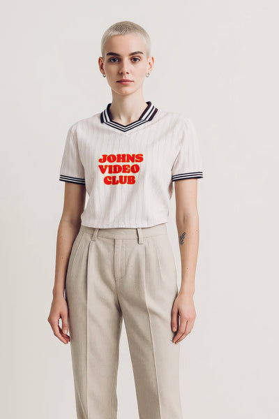 Johns Video Club - Contrast Stripes Polo Collar T-Shirt