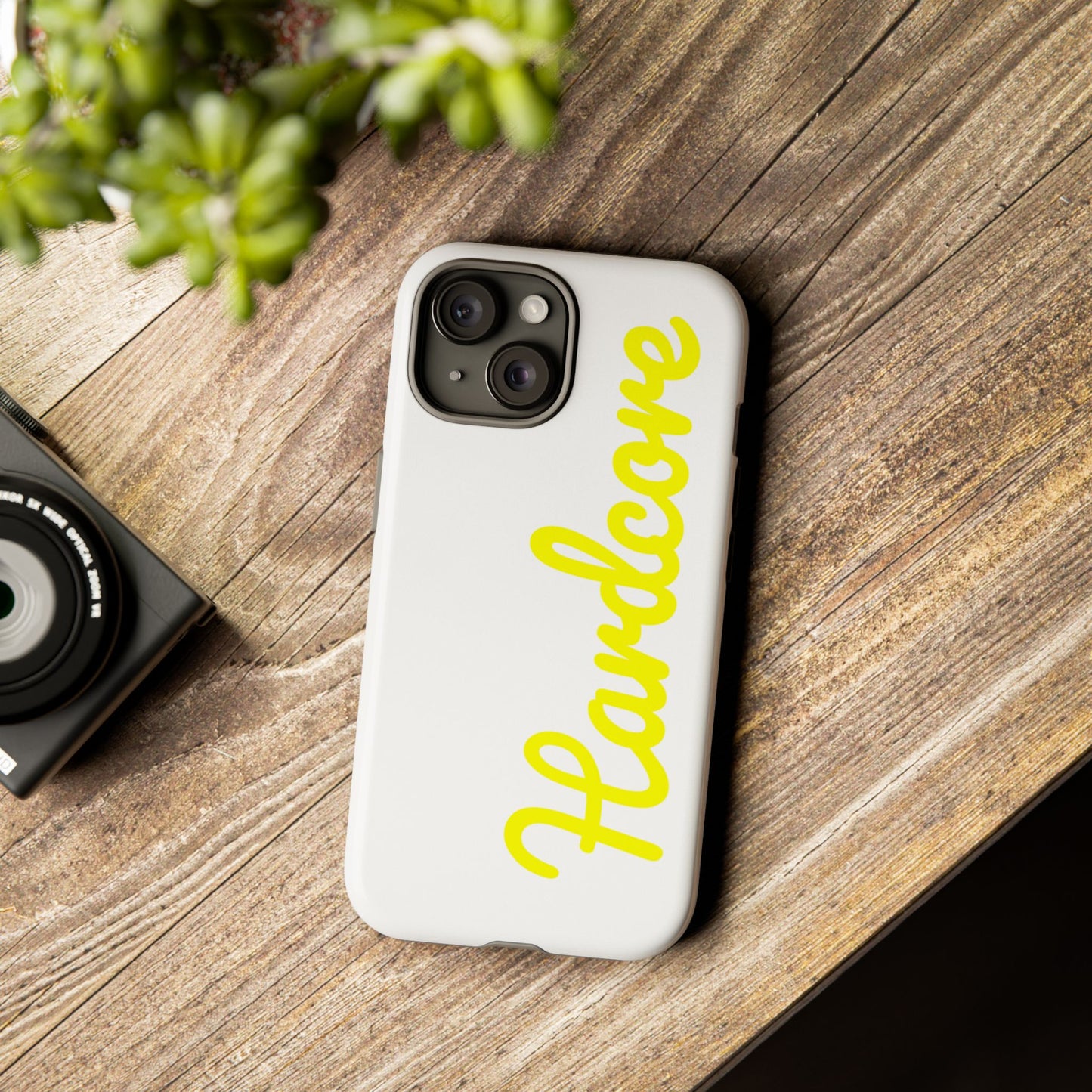 Hardcore - Yellow & White Tough Phone Cases