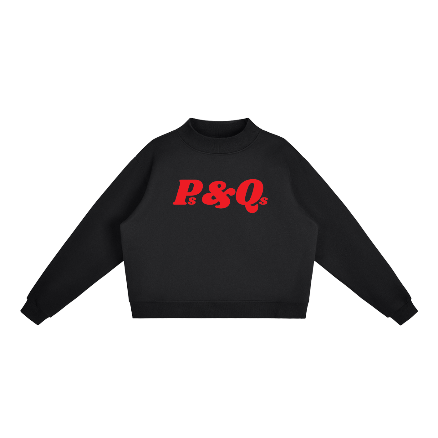 Ps&Qs Red - Essential Fleece Mock-Neck Crew Sweatshirt
