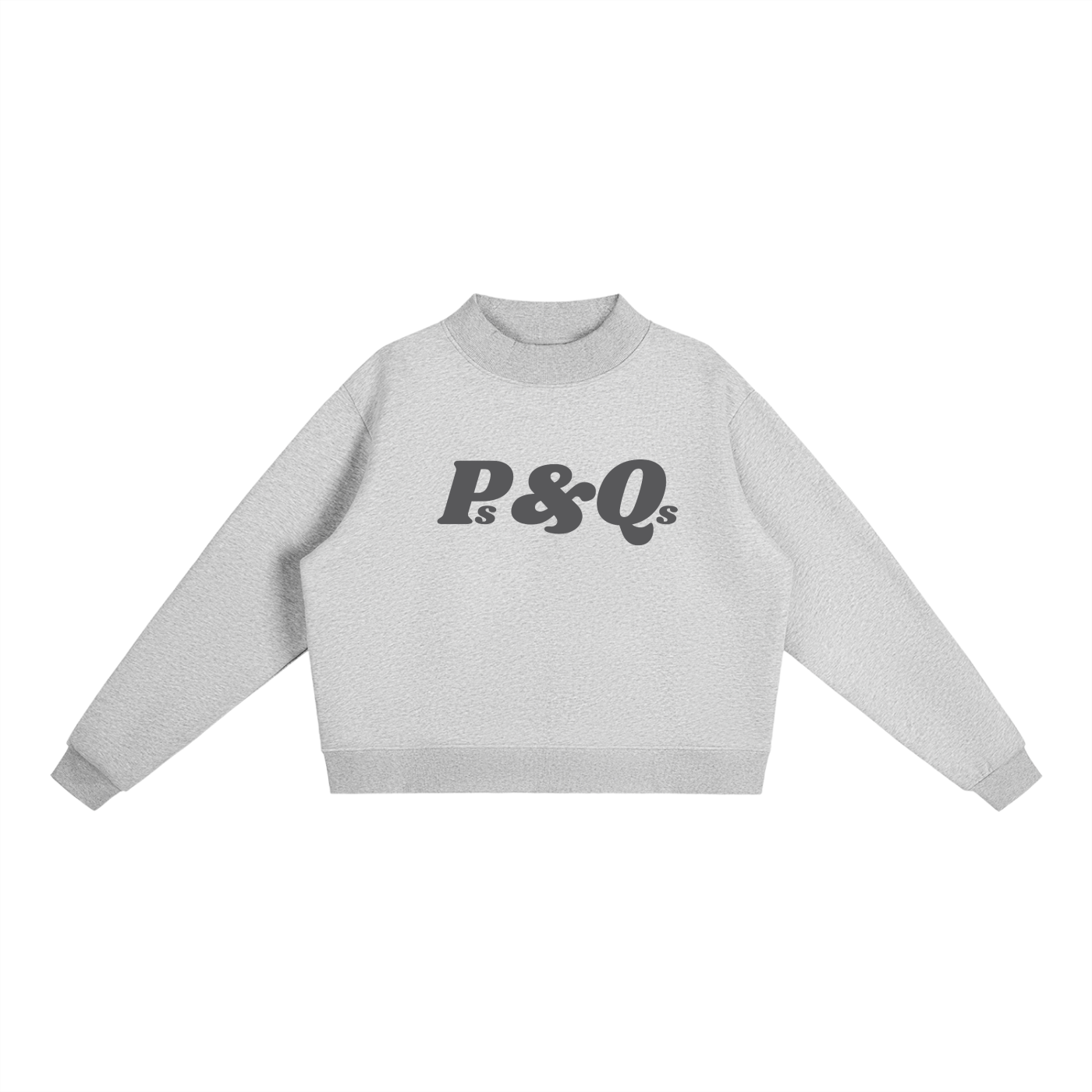 Ps&Qs Grey - Essential Fleece Mock-Neck Crew Sweatshirt