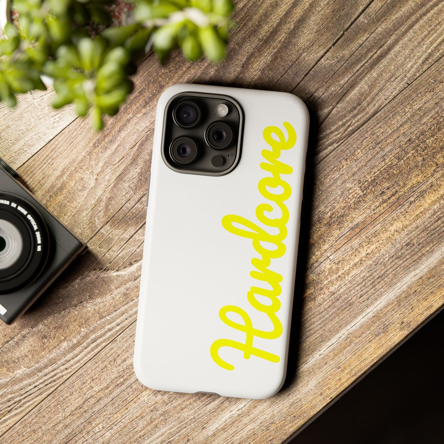Hardcore - Yellow & White Tough Phone Cases