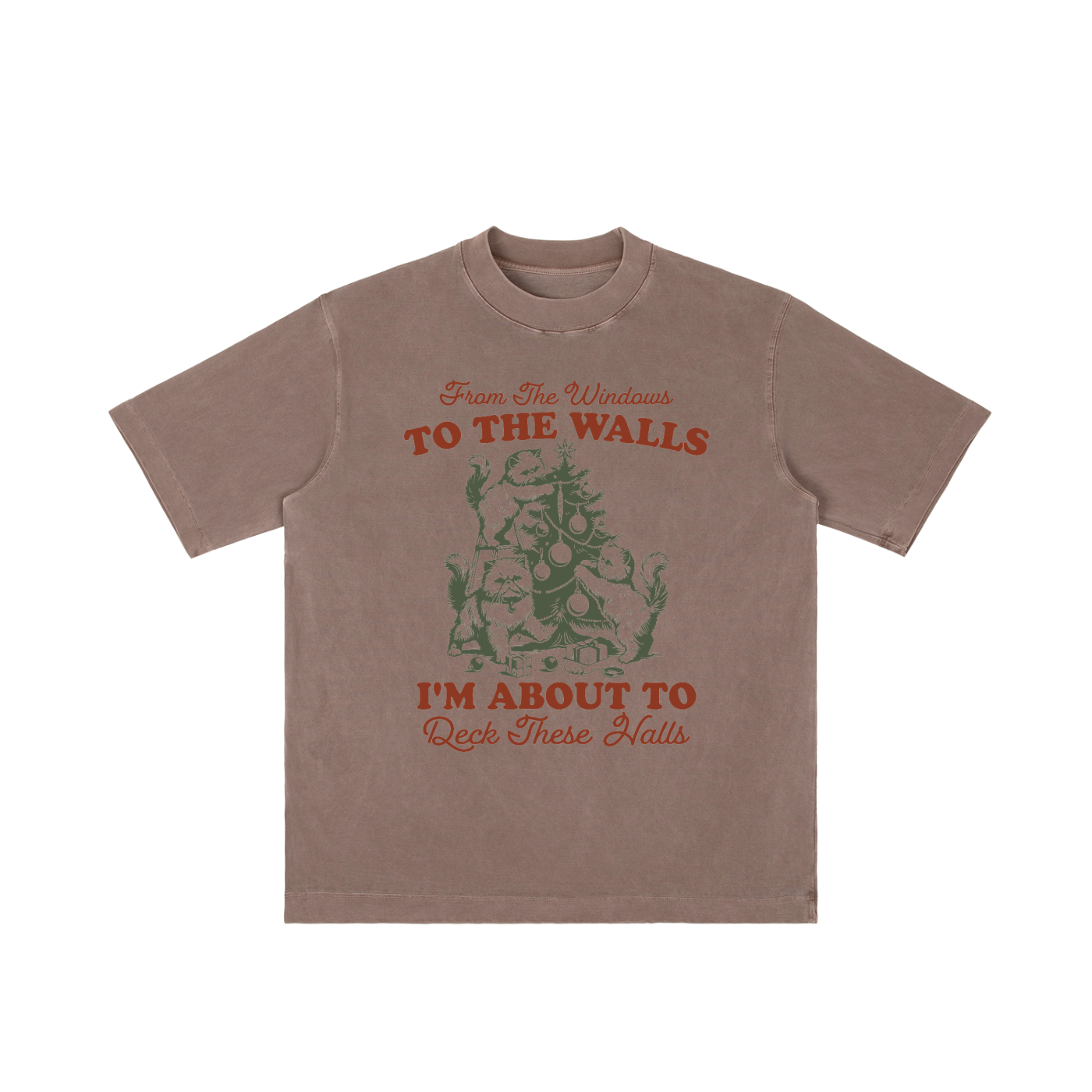 "From The Windows to the Walls..." Vintage Christmas Scene Tee (Cats)