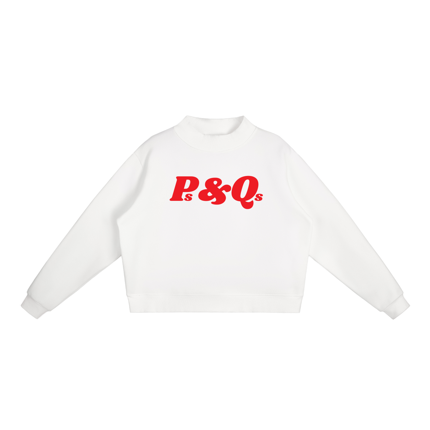 Ps&Qs Red - Essential Fleece Mock-Neck Crew Sweatshirt