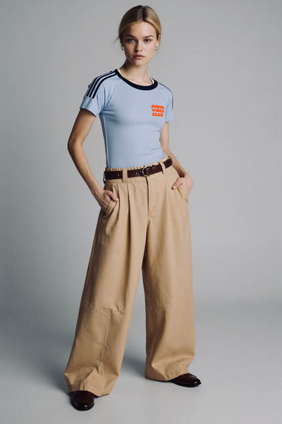 Johs Video Club - Contrast Tape Crewneck Cotton T-Shirt