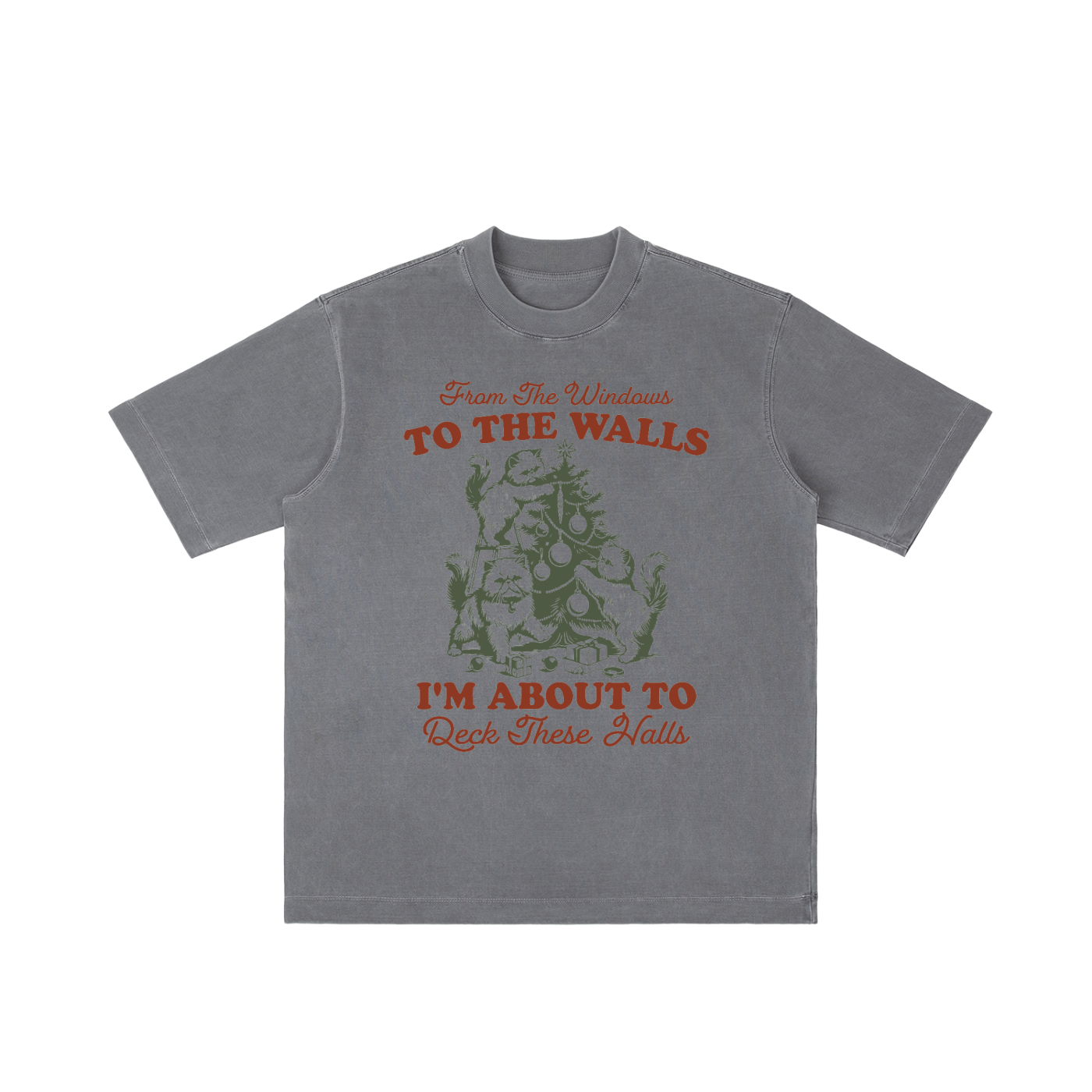 "From The Windows to the Walls..." Vintage Christmas Scene Tee (Cats)