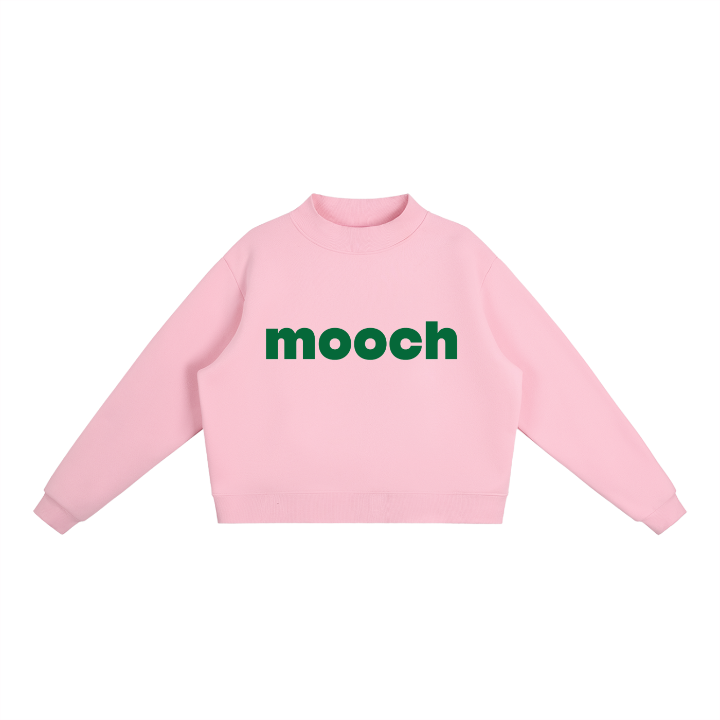 Mooch Green Essential Fleece Mock-Neck Crew Sweatshirt