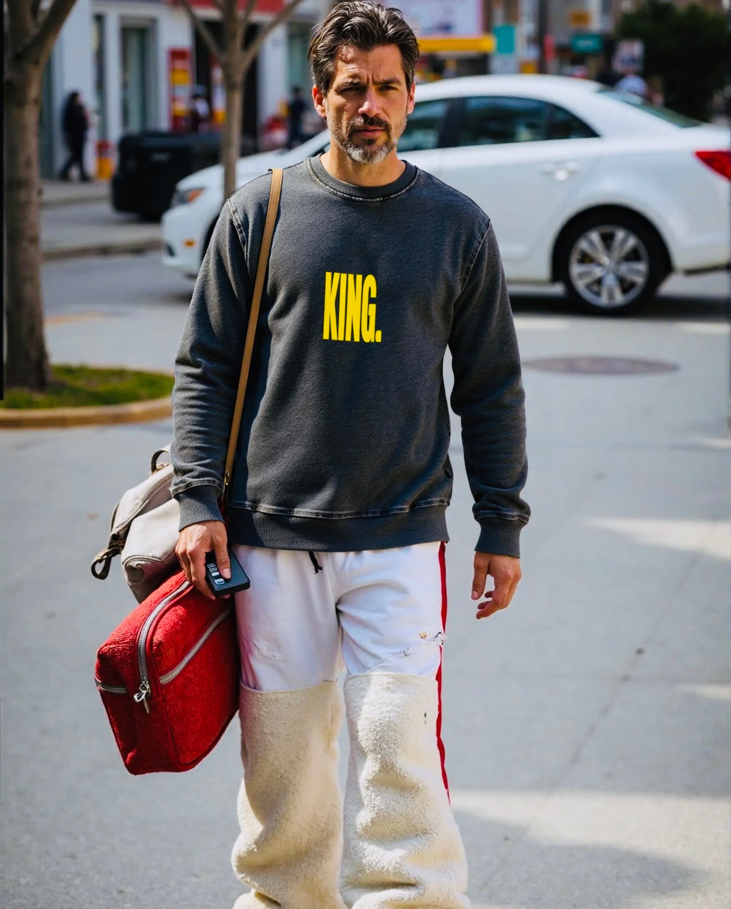 KING - Snow Wash Oversized Crewneck Sweatshirt