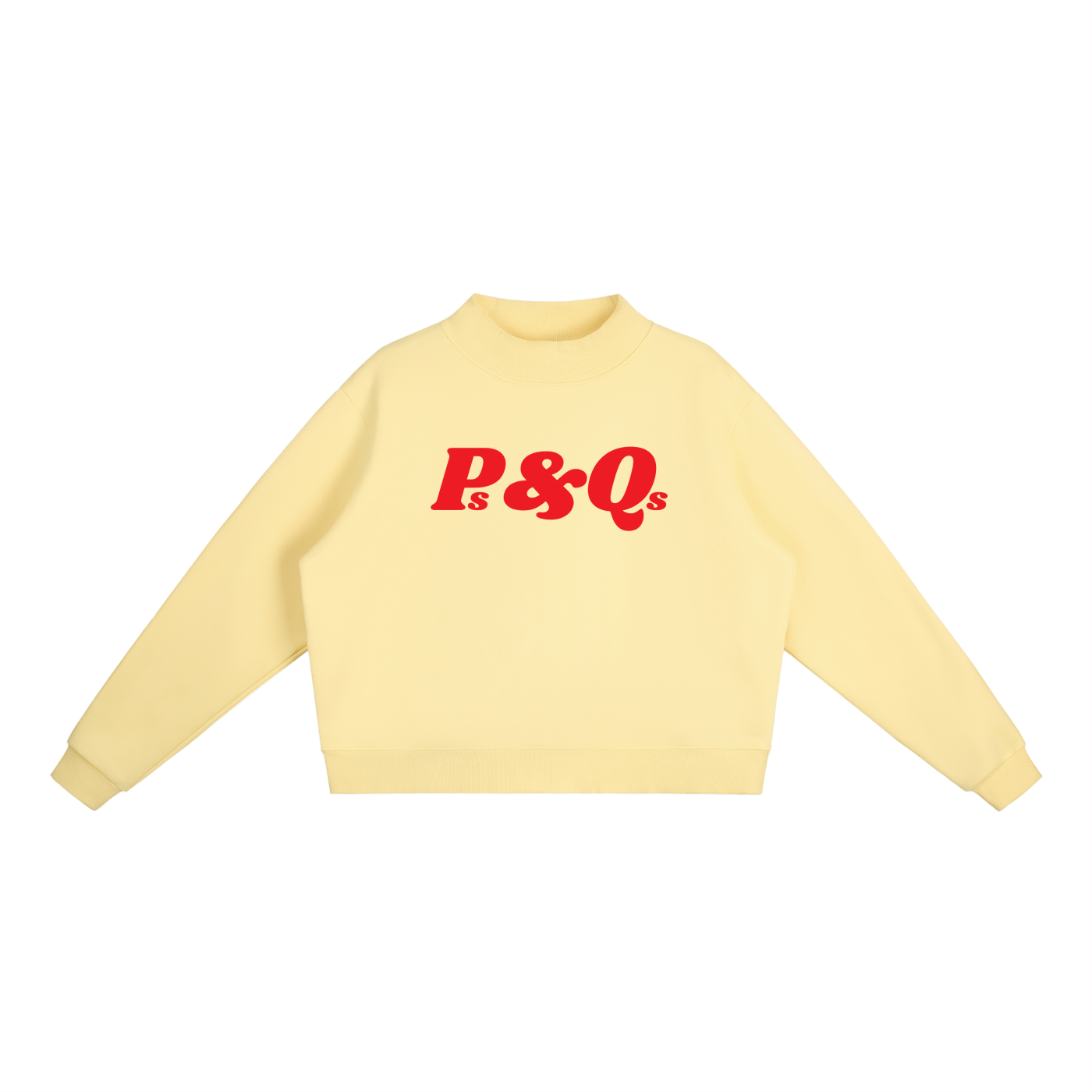 Ps&Qs Red - Essential Fleece Mock-Neck Crew Sweatshirt