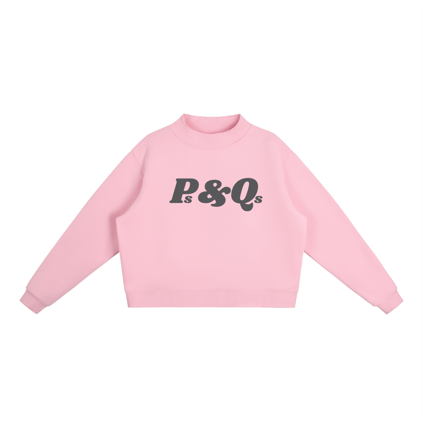 Ps&Qs Grey - Essential Fleece Mock-Neck Crew Sweatshirt
