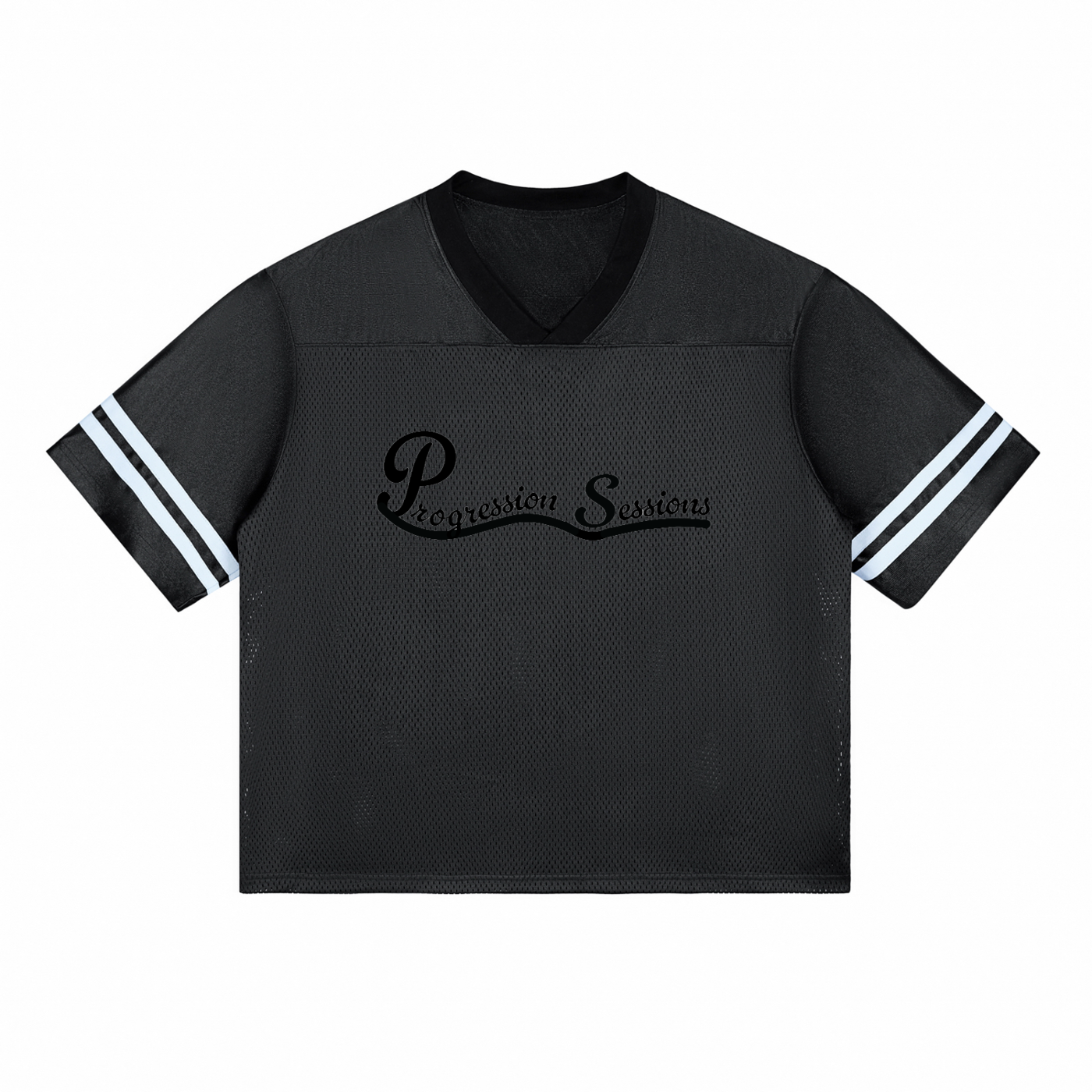 Progression Sessions Black  & White Taped Mesh T-Shirt