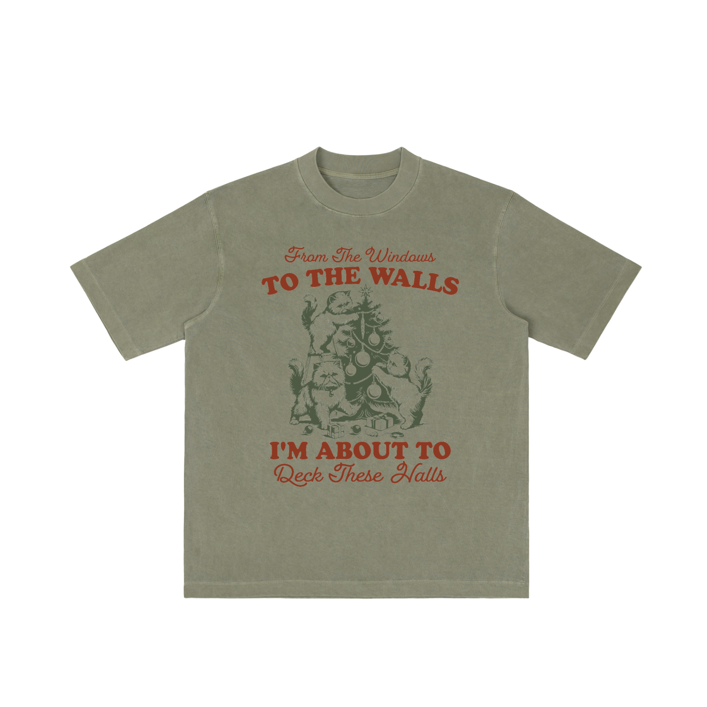 "From The Windows to the Walls..." Vintage Christmas Scene Tee (Cats)