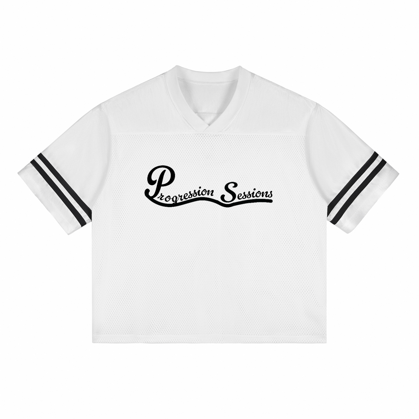 Progression Sessions Black  & White Taped Mesh T-Shirt