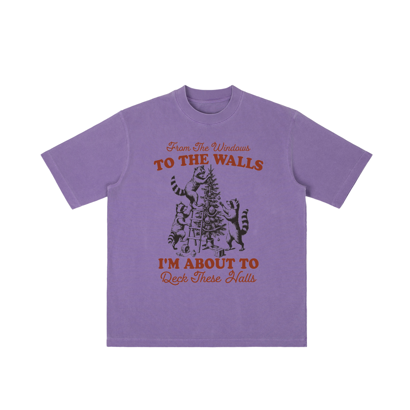 "From The Windows to the Walls..." Vintage Christmas Scene Tee (Racoons!)