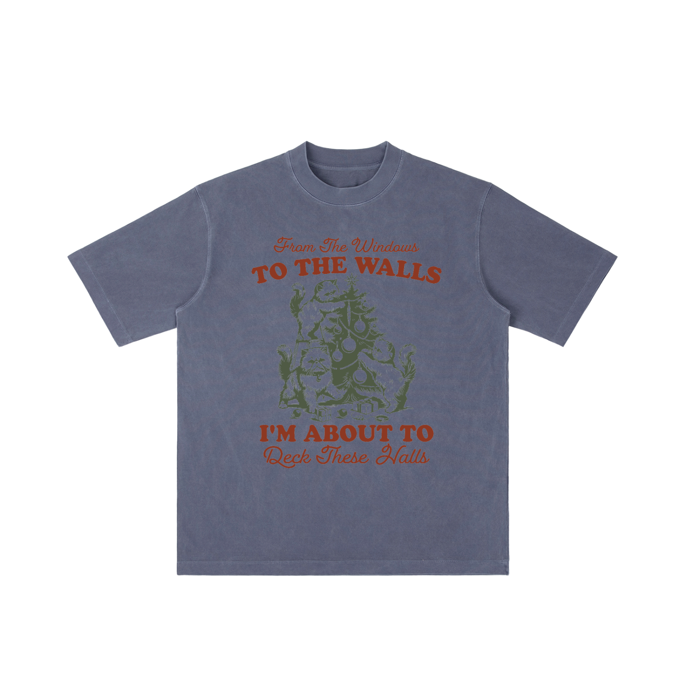 "From The Windows to the Walls..." Vintage Christmas Scene Tee (Cats)