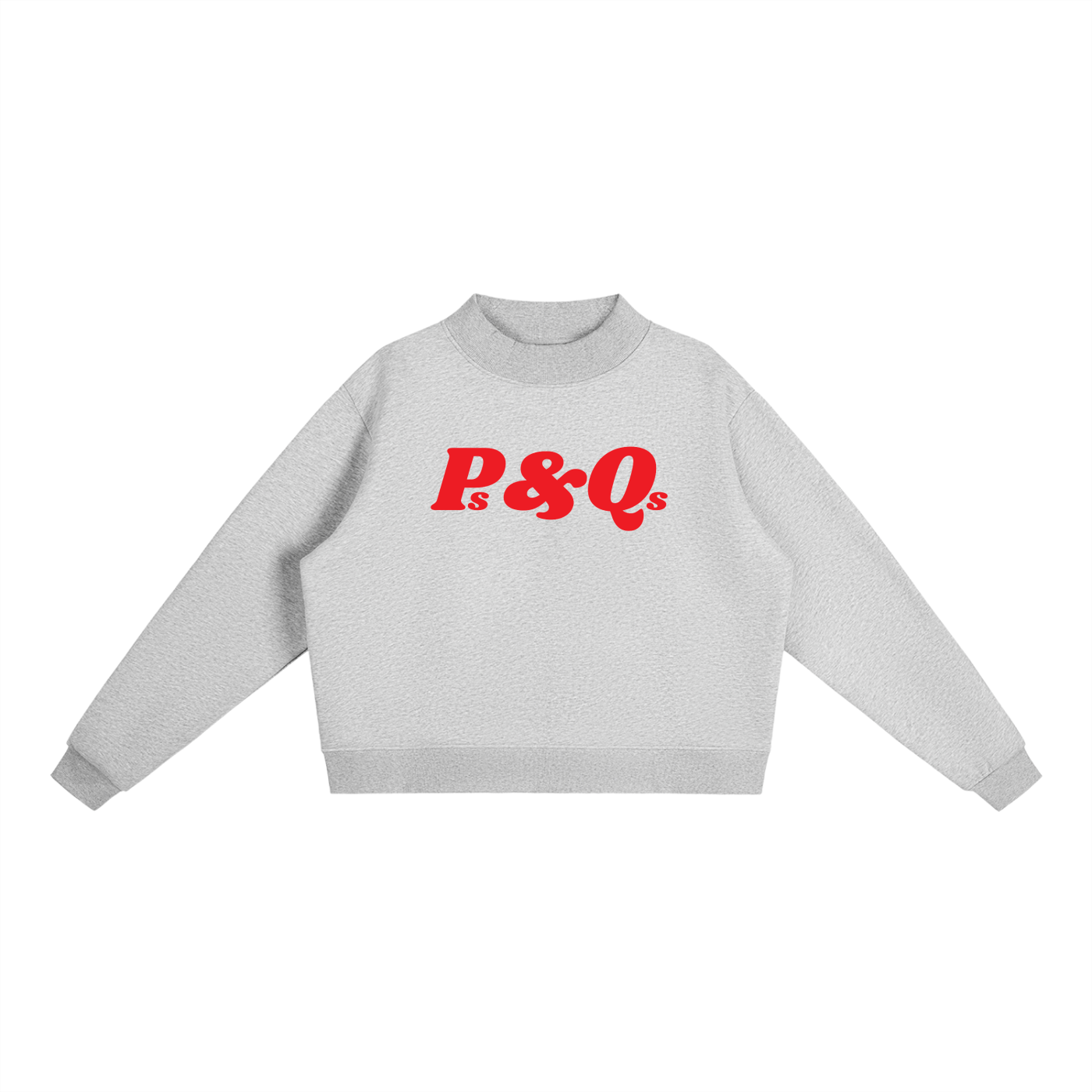 Ps&Qs Red - Essential Fleece Mock-Neck Crew Sweatshirt