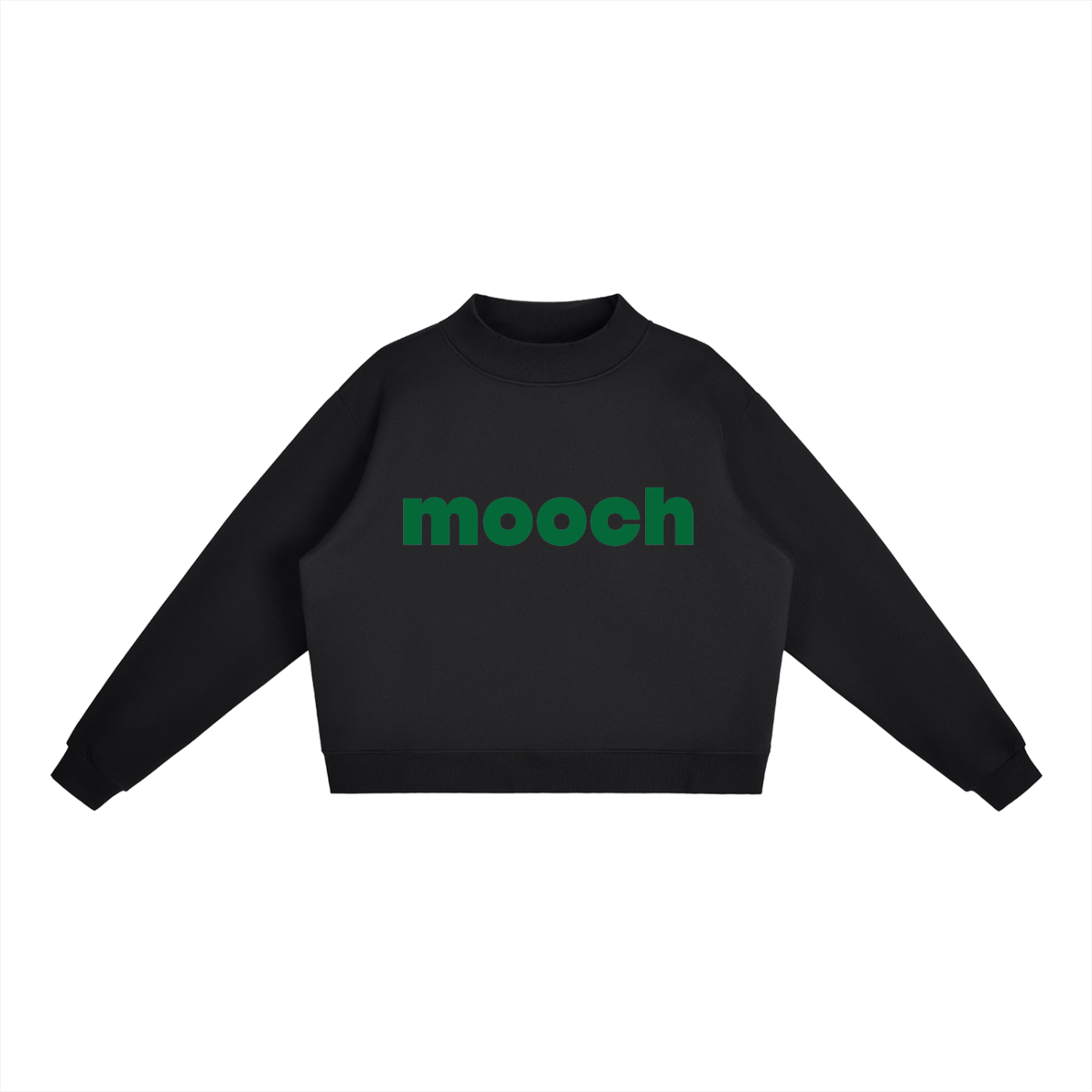 Mooch Green Essential Fleece Mock-Neck Crew Sweatshirt