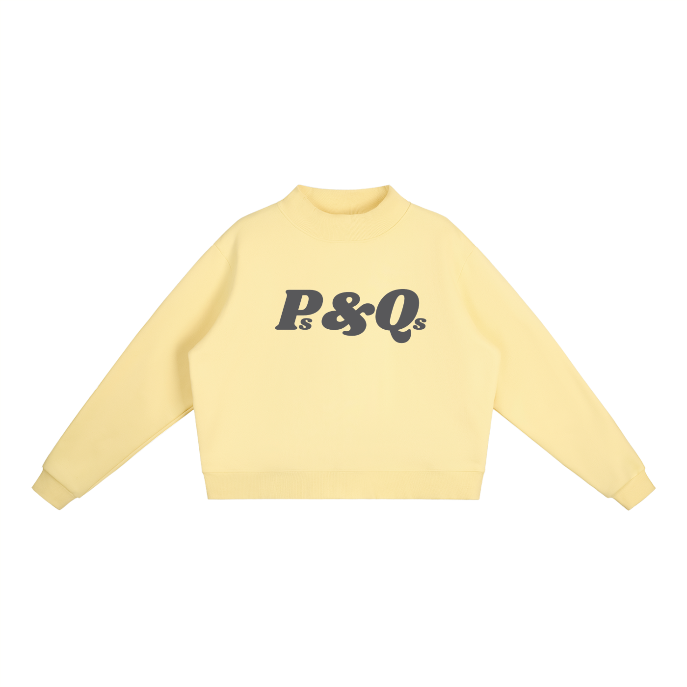 Ps&Qs Grey - Essential Fleece Mock-Neck Crew Sweatshirt