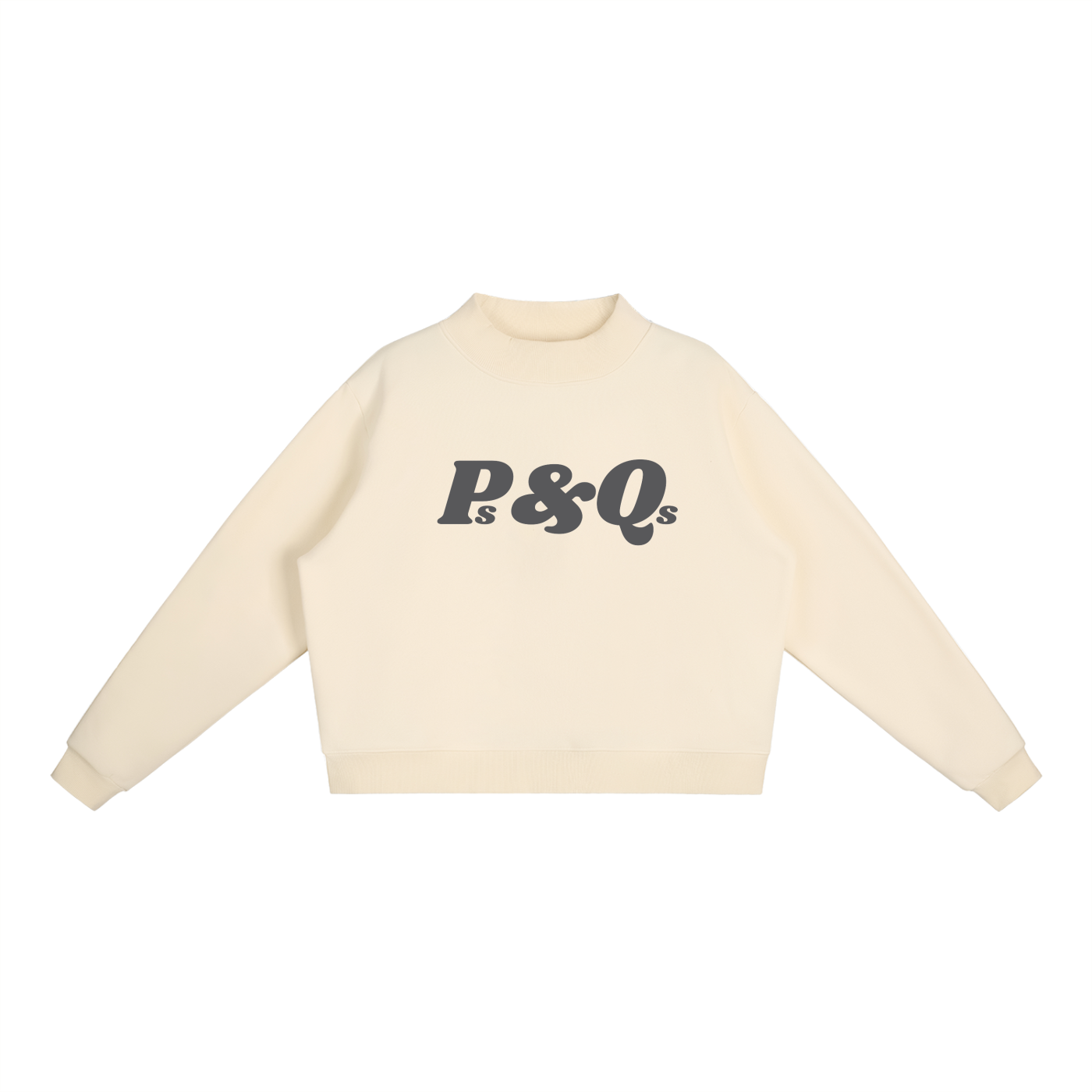 Ps&Qs Grey - Essential Fleece Mock-Neck Crew Sweatshirt