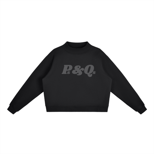 Ps&Qs Grey - Essential Fleece Mock-Neck Crew Sweatshirt