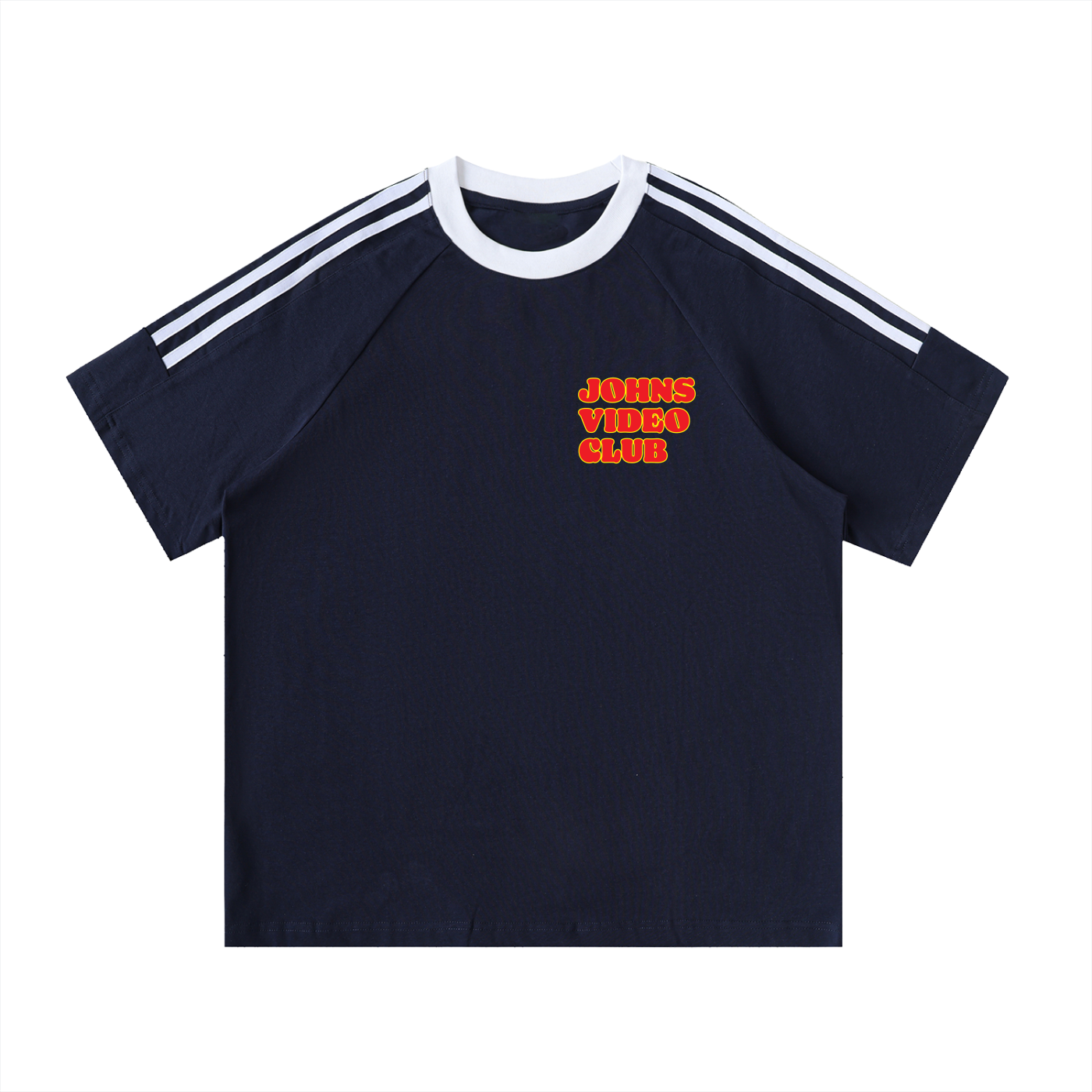Johs Video Club - Contrast Tape Crewneck Cotton T-Shirt