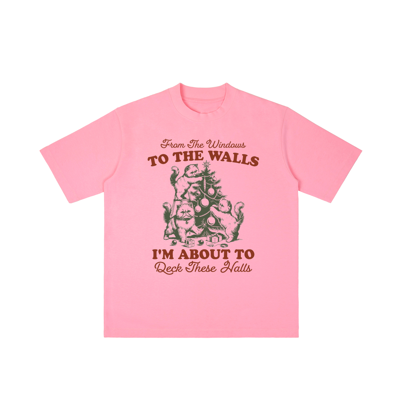 "From The Windows to the Walls..." Vintage Christmas Scene Tee (Cats)