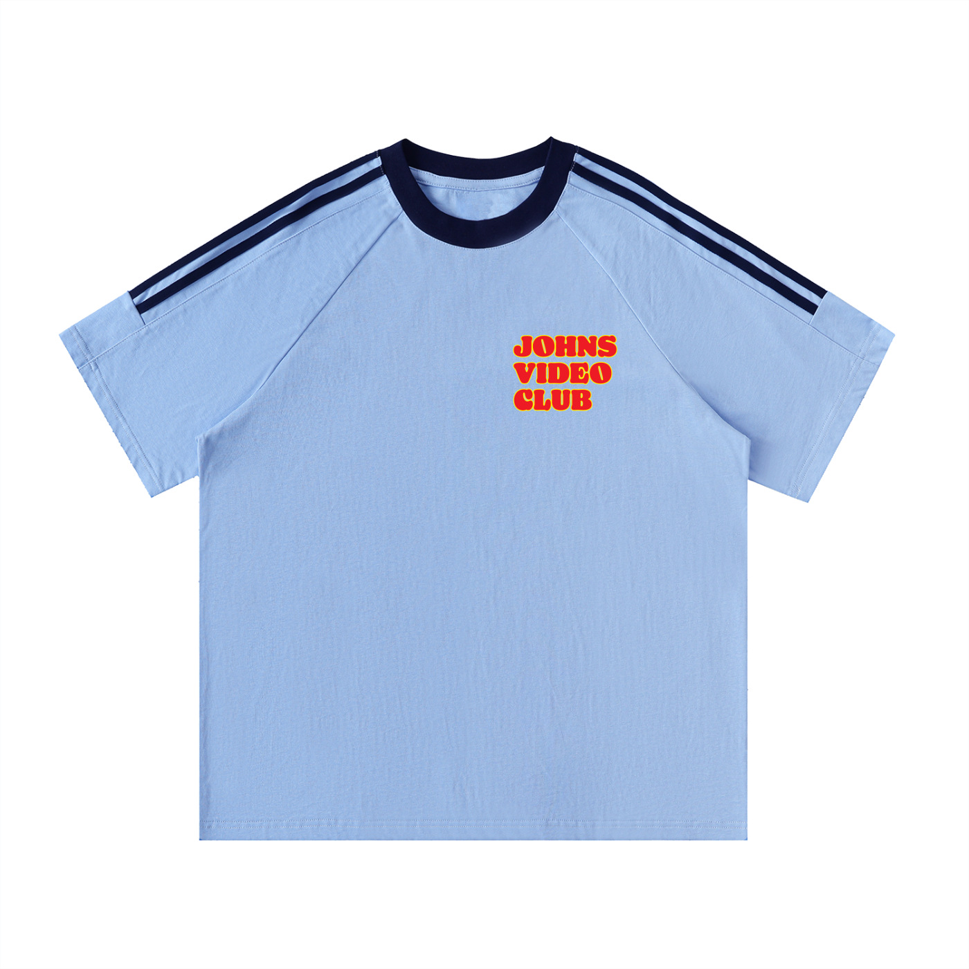 Johs Video Club - Contrast Tape Crewneck Cotton T-Shirt