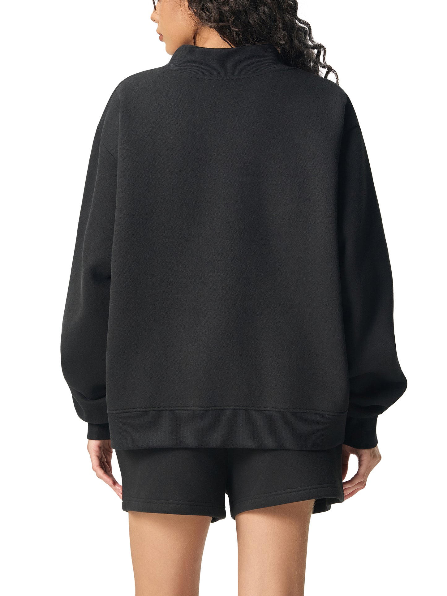 Ps&Qs Grey - Essential Fleece Mock-Neck Crew Sweatshirt