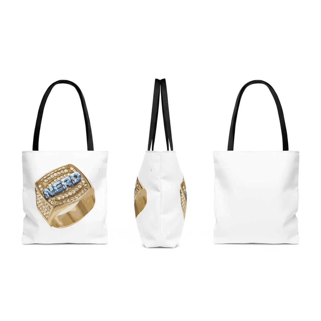 NERD Glamorous Tote Bag with Statement Ring Design