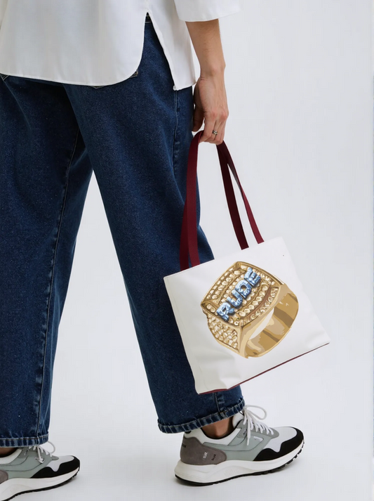 RUDE Glamorous Tote Bag with Statement Ring Design